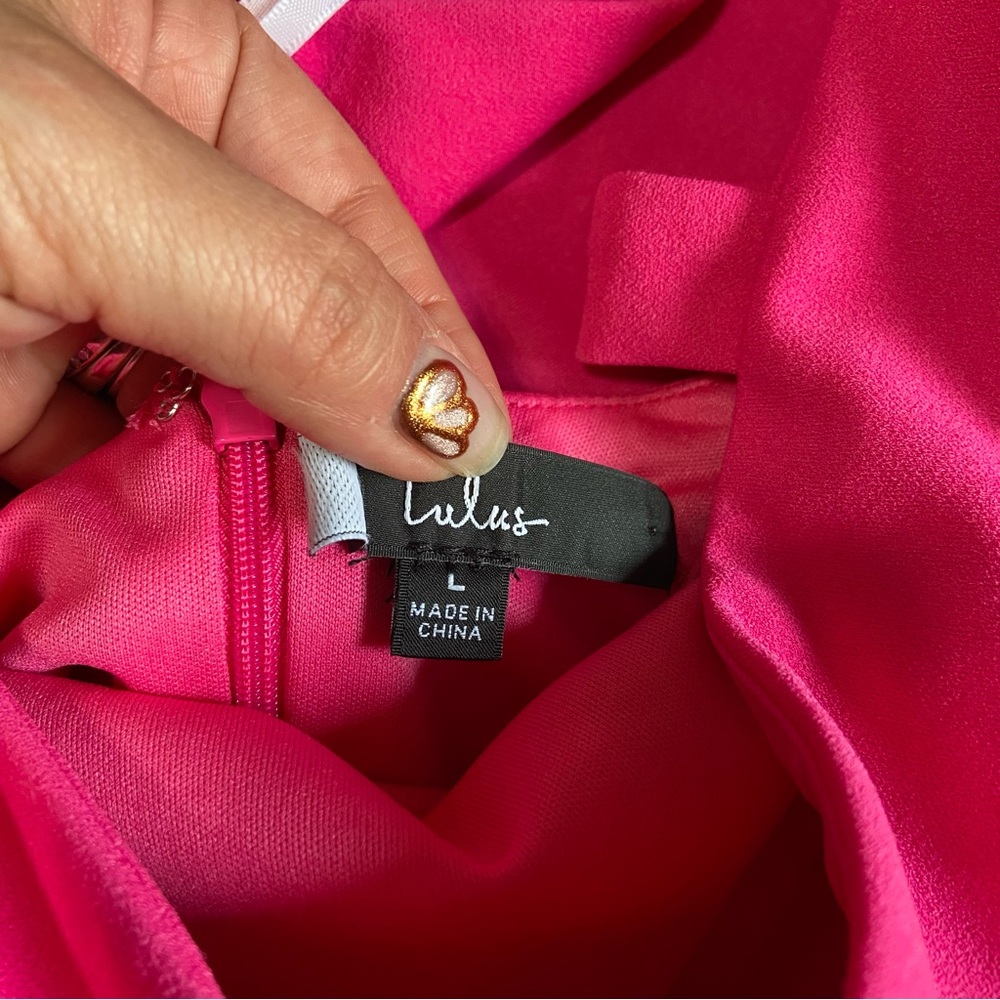 NWOT Lulus Party Persona Hot Pink Sleeveless Twist-Front Midi Dress - Picture 8 of 8